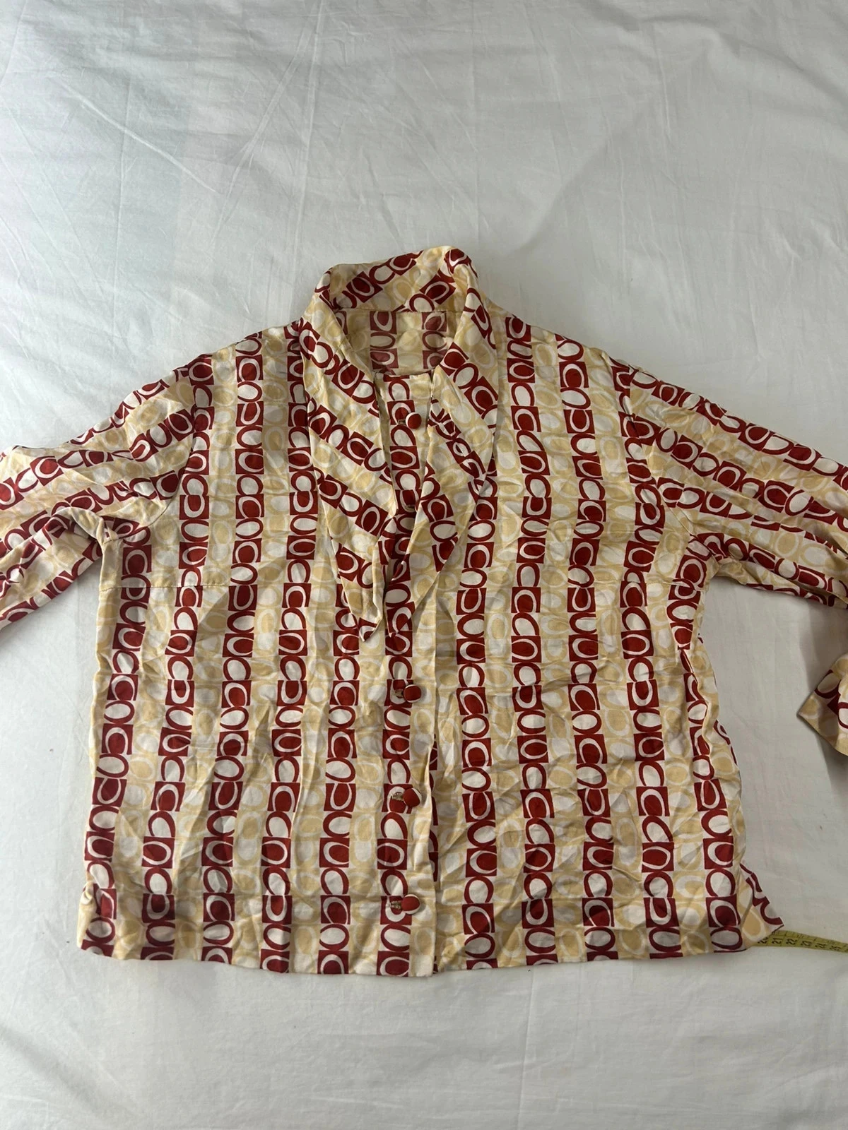 Rode en beige vintage patroon overhemd – photo 2